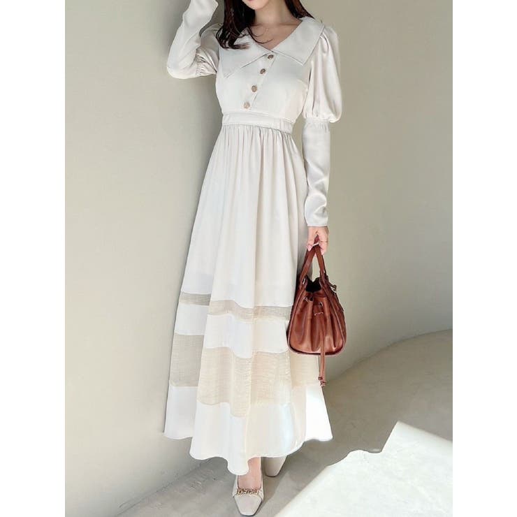 アイボリー | アシメカラー切替フレアワンピース | RESEXXY