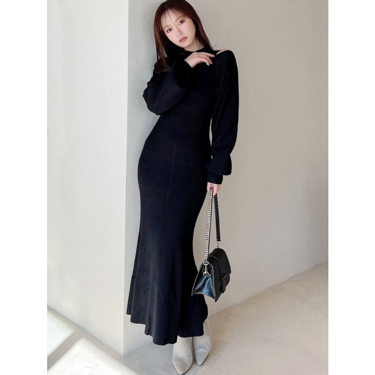 【新品未使用タグ付き】serpentina 2wayレーシィニットワンピース　黒 新品未使用タグ付き】serpentina 2wayレーシィニットワンピース 黒