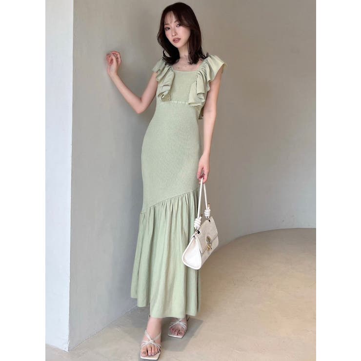 ニットワンピース マーメイドフリルが可愛い♪3色☆ AKB48 千葉恵里さん着用】ティアードフリルシアーマーメイド