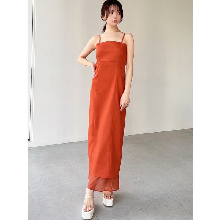 【VICTORIA BECKHAM】キャミ サテン ドレス オレンジ シアードッキングキャミワンピース【セットアップ着用可能