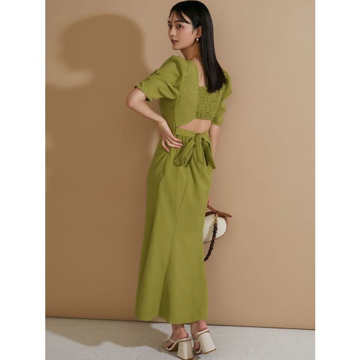 優雅で上品｜ゴールド刺繍・マーメイドドレス・バックオープン バックオープンマーメイドワンピース[品番：MKSW0057363]｜RESEXXY