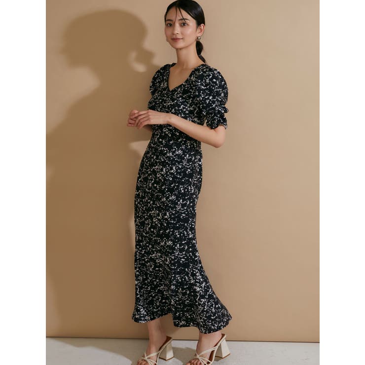 【美品】room306contemporary バックオープンフリル ワンピース バックオープンマーメイドワンピース[品番：MKSW0050418