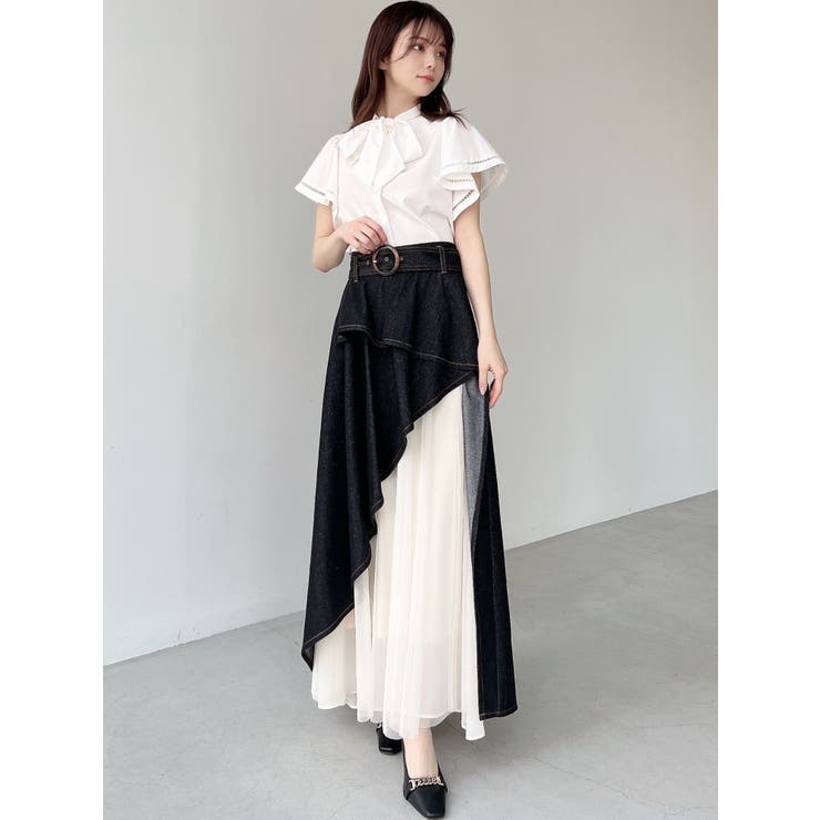 ラッフルフロントタイブラウス[品番：MKSW0050100]｜RESEXXY