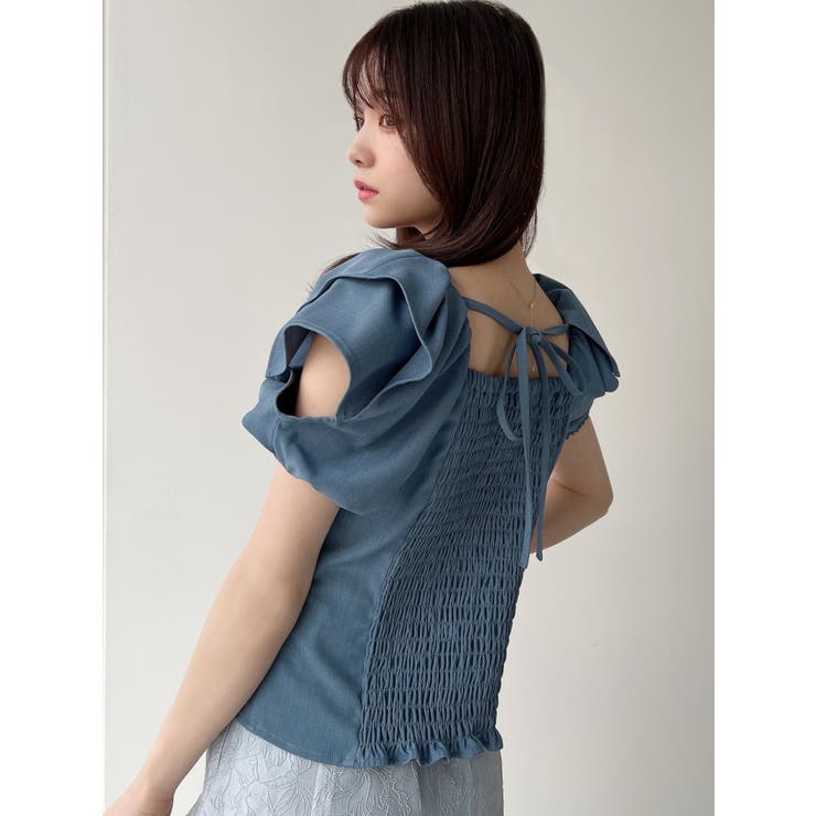 bluelea フリル付きブラウス ブラック　新品タグ付き ローズバッド ROSE BUD フリルカラーブラウス （ブラック