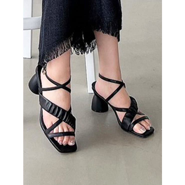 ブラック | ギャザーポイントサンダル | RESEXXY