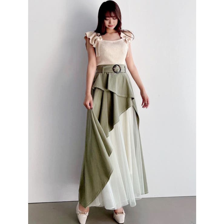 ショルダーラッフルニットトップス[品番：MKSW0051091]｜RESEXXY