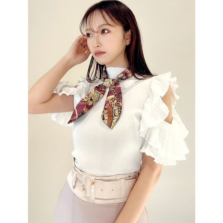 シーニュ♡リボントップス♡ ラッフルスカーフニットトップス[品番：MKSW0049945]｜RESEXXY