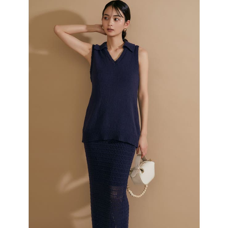 ロングポロニット【セットアップ着用可能】[品番：MKSW0050427