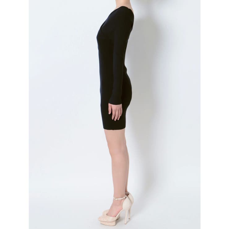 フロントクロスニットタイトワンピース[品番：MKSW0053570