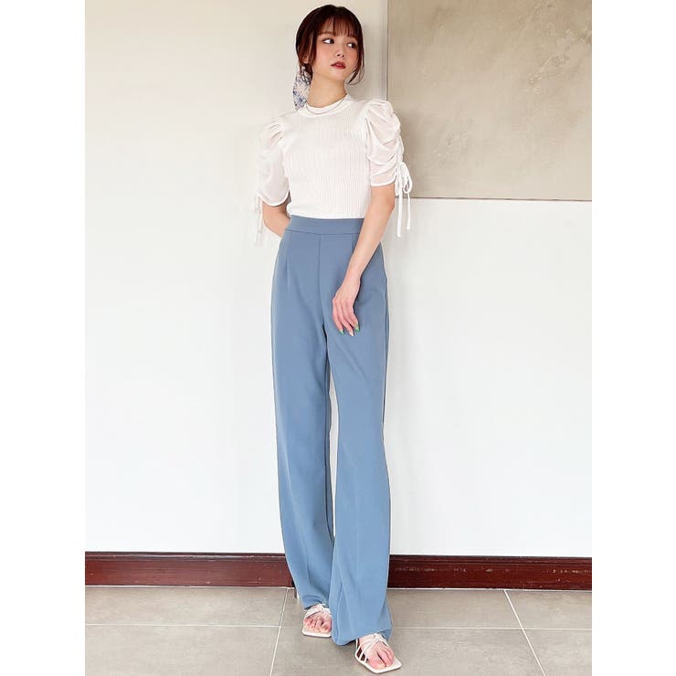 パンツ センターシーム レディース フレア スリット センター