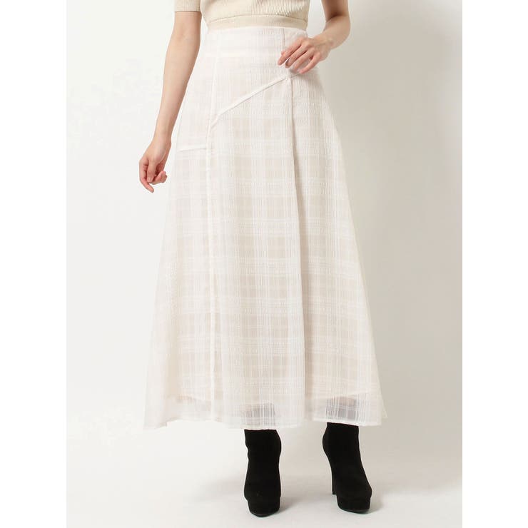 ☆新品未使用☆uncrave WHITE シアーチェックスカート　サイズ1 シアーチェックフレアスカート[品番：MKSW0051775]｜RESEXXY