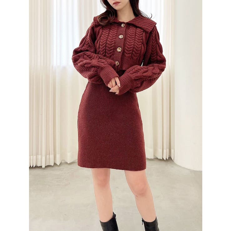 ブラウン | ケーブルカーデSETミニニットワンピース | RESEXXY