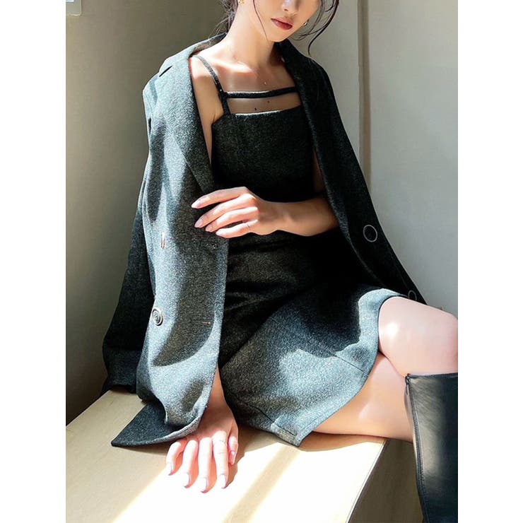 チャコールグレー | ダブルストラップキャミワンピース【セットアップ着用可能】 | RESEXXY