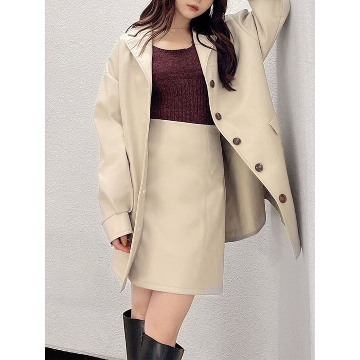 シンセティックレザーミニスカート【セットアップ着用可能