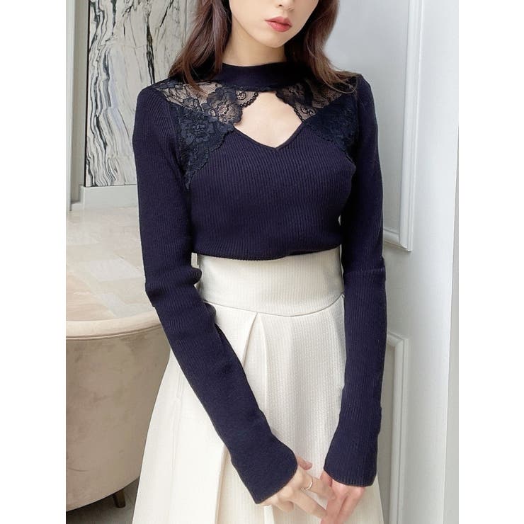 ラグランレース長袖ニットトップス[品番：MKSW0053647]｜RESEXXY