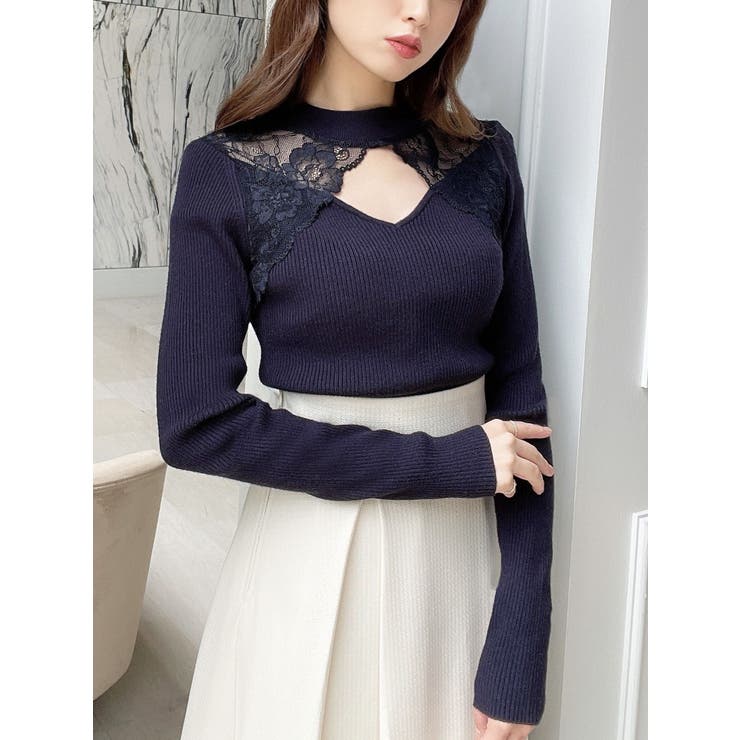 ラグランレース長袖ニットトップス[品番：MKSW0053647]｜RESEXXY