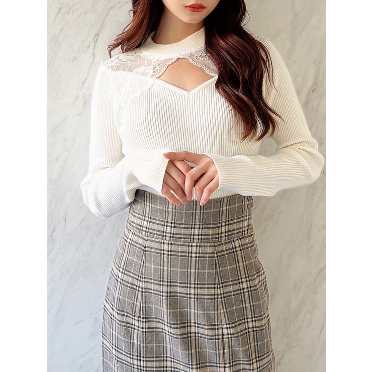 ラグランレース長袖ニットトップス[品番：MKSW0053647]｜RESEXXY