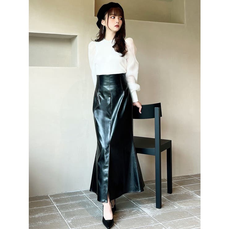 シーエフシーエル 23SS LUCENT TOP1 シアー 切替 ニット 長袖 トップス CF005KN052 ブラック×ホワイト 3【中古】 シアー トップス レディース 長袖 インナー 春 きれいめ