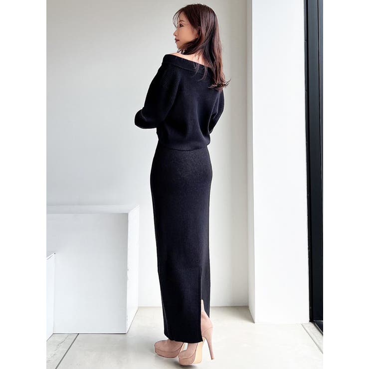 Vネックリブニット Vネックリブニットトップス【セットアップ着用可能】[品番