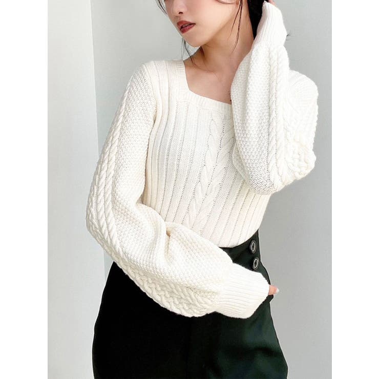 スクエアケーブルニット[品番：MKSW0054366]｜RESEXXY（リゼクシー）の