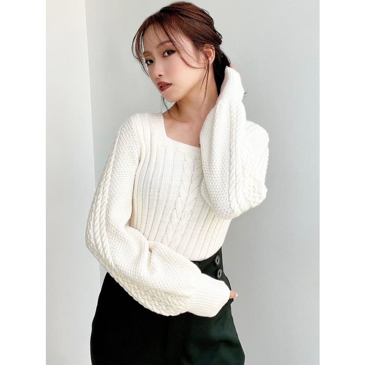 スクエアケーブルニット[品番：MKSW0054366]｜RESEXXY（リゼクシー）の