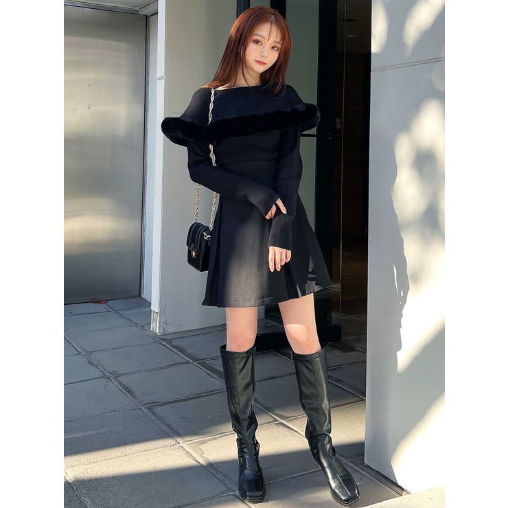 FEKETE ニット セーター ECO FUR HALF SLEEVE PULLOVER