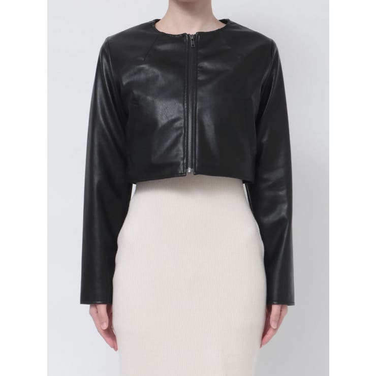 ノーカラーフェイクレザージャケット[品番：MKSW0055893