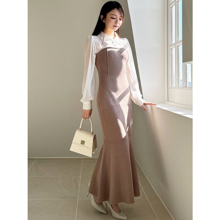 新品 PARTY シフォンブラウスドッキングニットマーメイドワンピース 新品 PARTY シフォンブラウスドッキングニットマーメイド