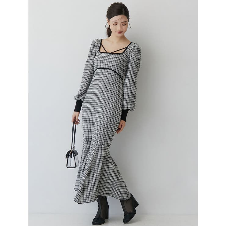 バイカラーツイードマーメイドニットワンピース | RESEXXY | 詳細画像37