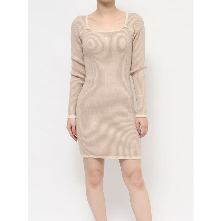 RESEXXY ワンピース バイカラーロゴリブニットワンピース[品番：MKSW0055808