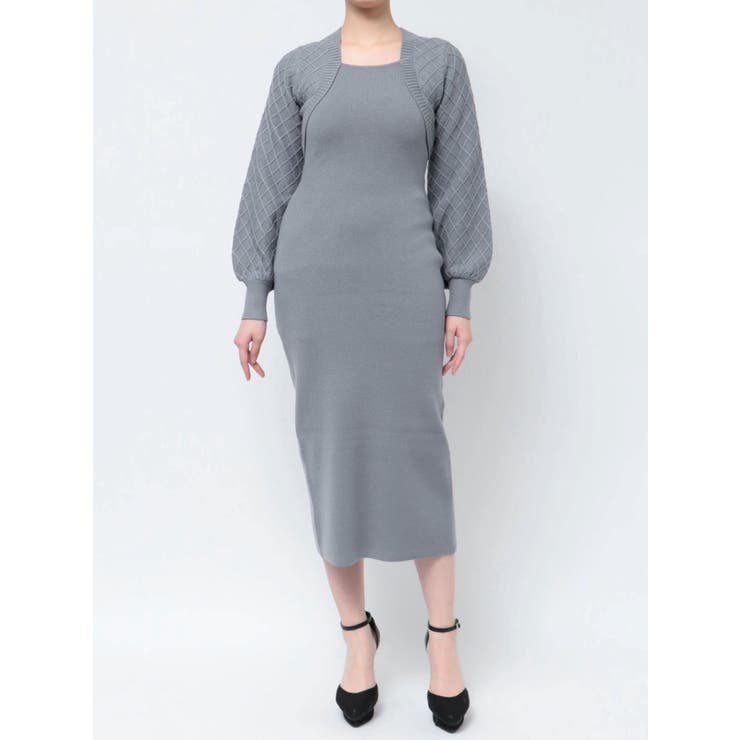 ボレロライクタイトニットワンピース[品番：MKSW0055977