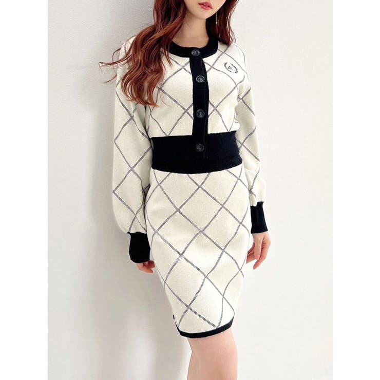 ホワイト | バイカラーミニニットスカート【セットアップ着用可能】 | RESEXXY