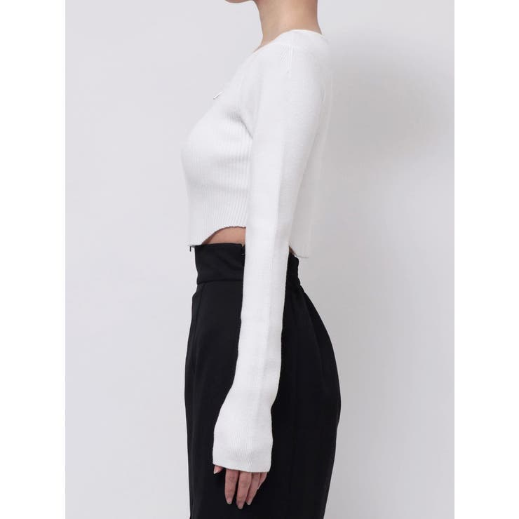 ジップデザインクロップドニットトップス[品番：MKSW0055819]｜RESEXXY