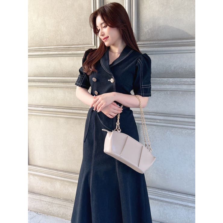 ギャザーデザインマーメイドワンピース[品番：MKSW0055826