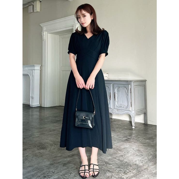 miu miu フレアワンピース ブラック 背中見せ クロスデザイン 38 ウエストクロスフレアワンピース[品番：MKSW0055831]｜RESEXXY
