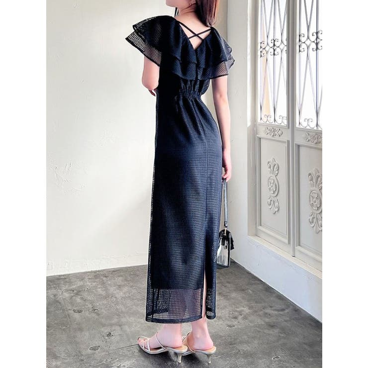 ブラック | ラッフルデザインレースワンピース | RESEXXY