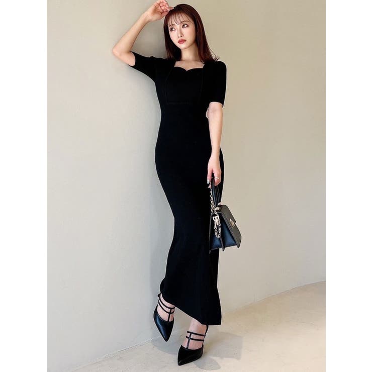 【美品✨】定価 70,000円❤️エリザ✨サイズ2（M）スリットネックワンピース スリットニットワンピース[品番：MKSW0057364]｜RESEXXY