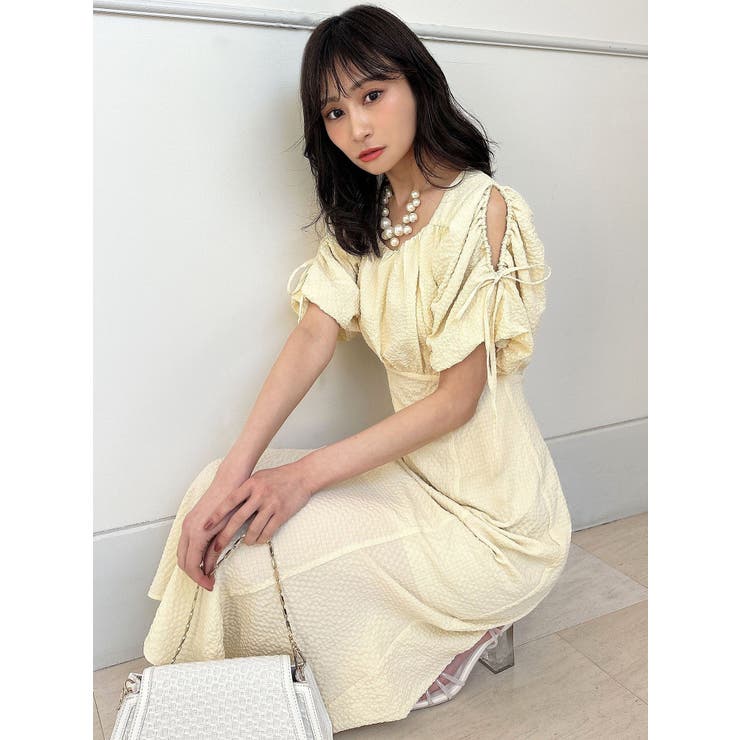 ショルダーオープンマーメイドワンピース[品番：MKSW0057366