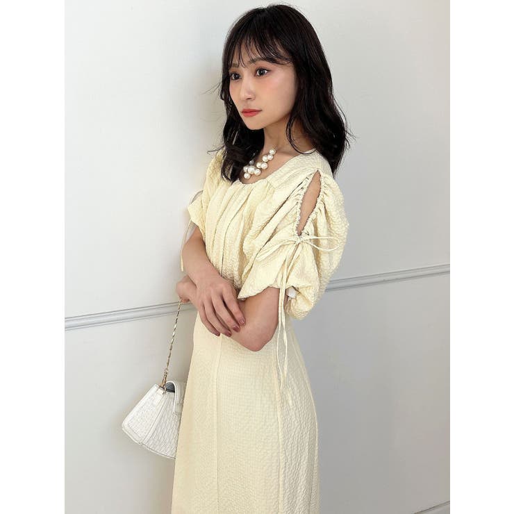 ショルダーオープンマーメイドワンピース[品番：MKSW0057366