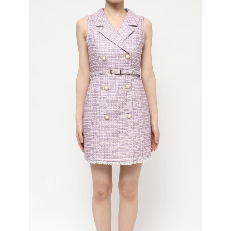★ChicLine★ ダブルボタンワンピース（ロング、ミニ） ダブルボタンカシュクールワンピース-short & regular | 小柄