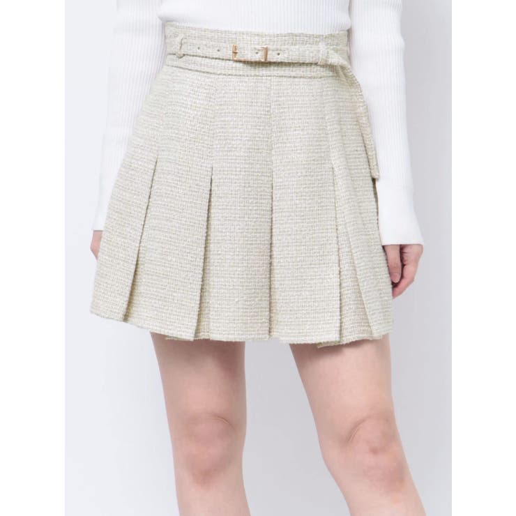 ツイードプリーツミニスカート【セットアップ着用可能】[品番