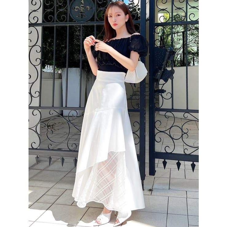 Sola❤︎ チェスティ　アシンメトリーチェックスカート シアーチェック柄アシンメトリースカート[ask75] | レディース