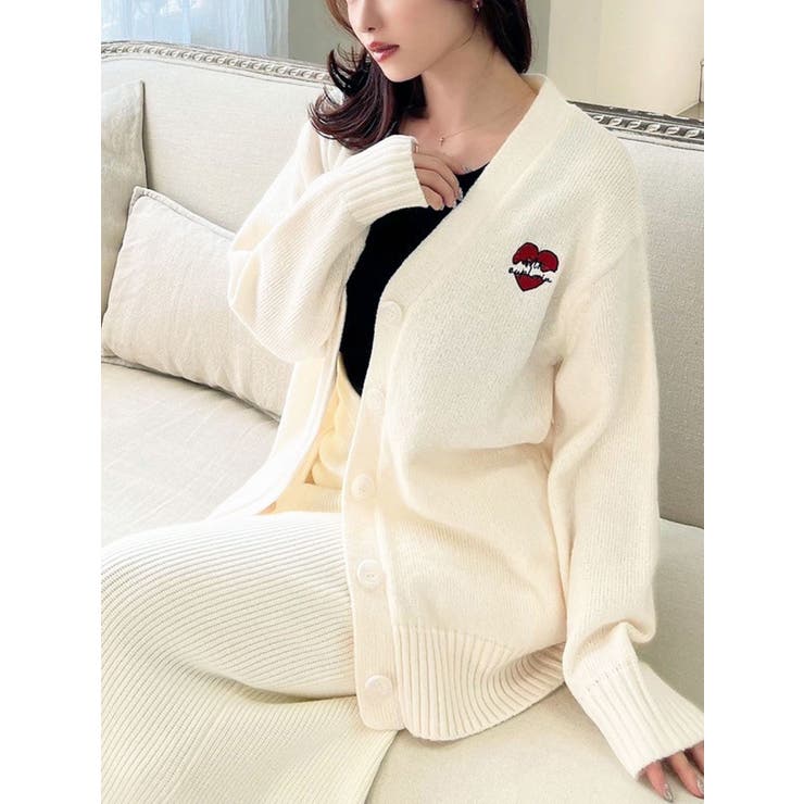 エンブロイダリーニットカーディガン[品番：MKSW0057759