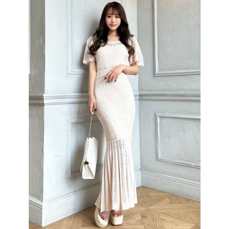 DIOTIMA◆ストレッチクロシェニット マキシワンピース クロシェニットワンピース[品番：MKSW0057807]｜RESEXXY