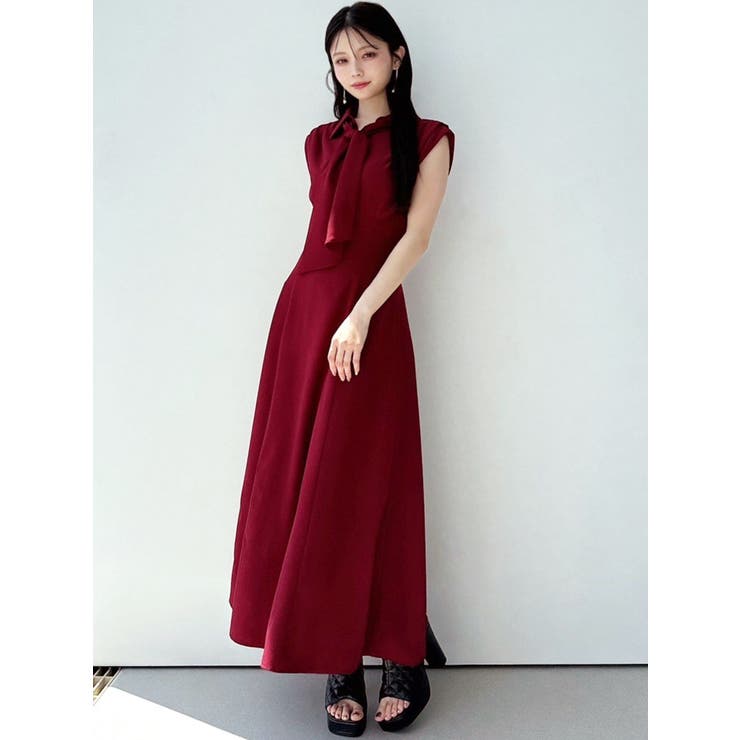 WEB限定】ボウタイフレアワンピース[品番:MKSW0057981 WEB限定】ボウタイフレアワンピース[品番:MKSW0057981