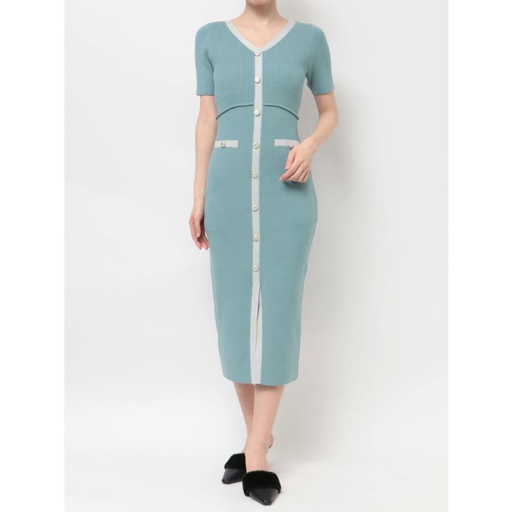 バイカラーフロントボタンワンピース[品番：MKSW0059139]｜RESEXXY