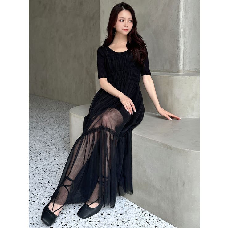 ニットコンビレイヤードチュールワンピース | RESEXXY | 詳細画像8 