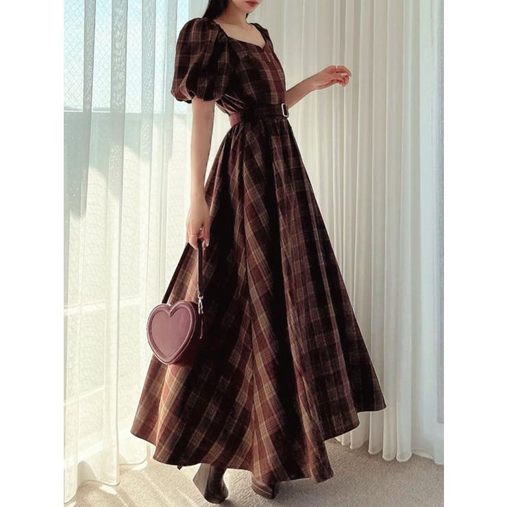 バルーンスリーブチェックワンピース[品番：MKSW0059439]｜RESEXXY