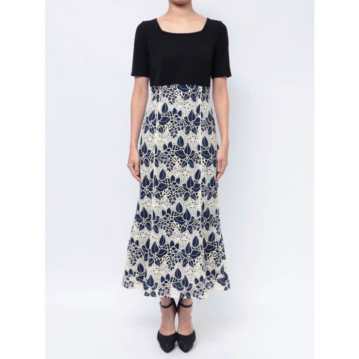 レースドッキングカットマーメイドワンピース[品番:MKSW0060656 レースドッキングカットマーメイドワンピース[品番:MKSW0060656