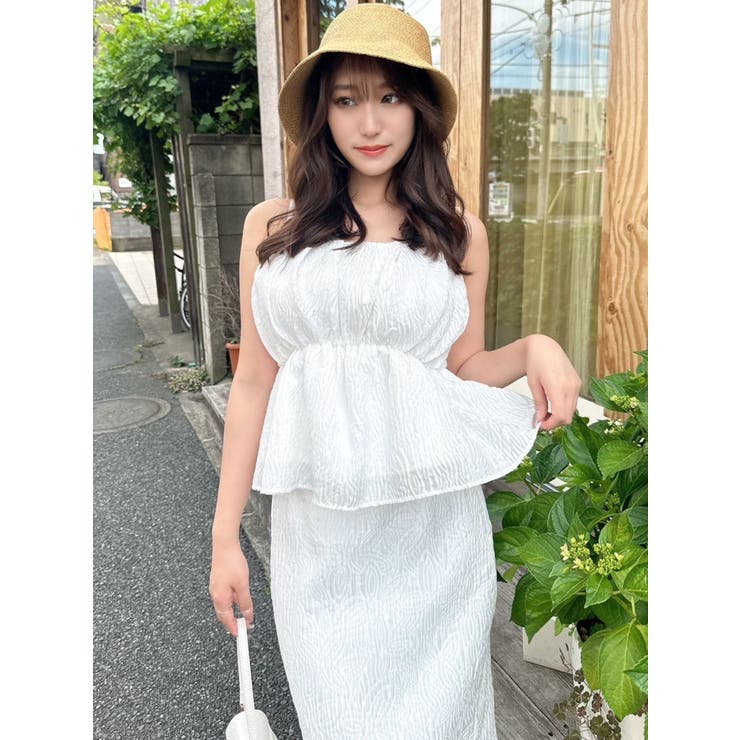 ホワイト | ジャガードペプラムキャミチュニック【セットアップ着用可能】 | RESEXXY